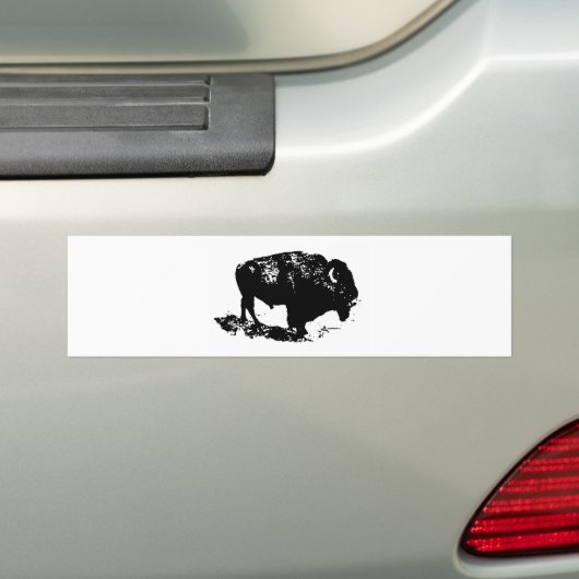 Pop Art Black White Buffalo Bison Silhouette Bumpersticker (Op auto)
