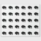 Pop Art Black White Buffalo Bison Silhouette Cadeaupapier (Vlak)