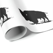 Pop Art Black White Buffalo Bison Silhouette Cadeaupapier (Rol Hoek)