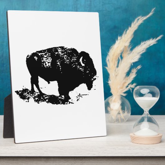 Pop Art Black White Buffalo Bison Silhouette Fotoplaat (Zijkant)