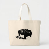 Pop Art Black White Buffalo Bison Silhouette Grote Tote Bag (Voorkant)