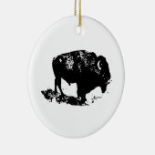 Pop Art Black White Buffalo Bison Silhouette Keramisch Ornament (Rechts)