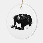 Pop Art Black White Buffalo Bison Silhouette Keramisch Ornament (Links)