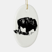 Pop Art Black White Buffalo Bison Silhouette Keramisch Ornament (Rechts)