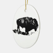 Pop Art Black White Buffalo Bison Silhouette Keramisch Ornament (Links)