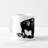Pop Art Black White Buffalo Bison Silhouette Koffiemok (Voorkant links)