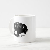 Pop Art Black White Buffalo Bison Silhouette Koffiemok (Voorkant links)