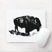 Pop Art Black White Buffalo Bison Silhouette Muismat (Met muis)