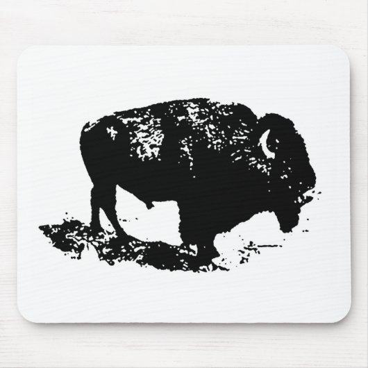 Pop Art Black White Buffalo Bison Silhouette Muismat (Voorkant)