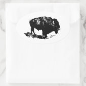 Pop Art Black White Buffalo Bison Silhouette Ovale Sticker (Tas)