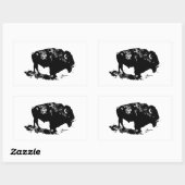 Pop Art Black White Buffalo Bison Silhouette Rechthoekige Sticker (Vel)