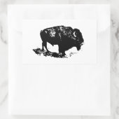Pop Art Black White Buffalo Bison Silhouette Rechthoekige Sticker (Tas)