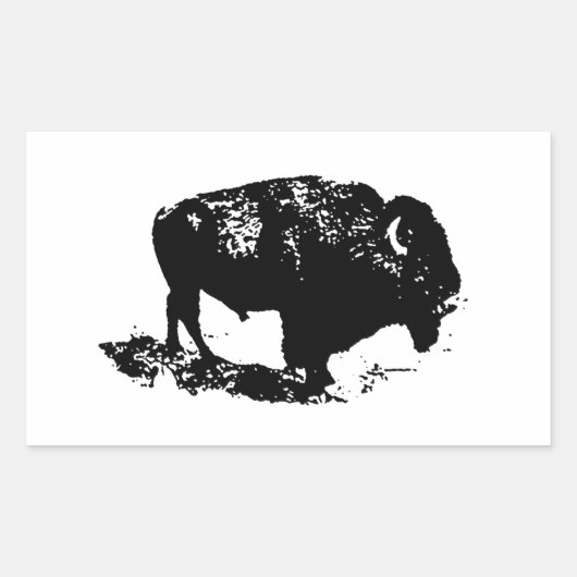 Pop Art Black White Buffalo Bison Silhouette Rechthoekige Sticker (Voorkant)