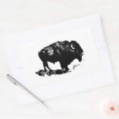 Pop Art Black White Buffalo Bison Silhouette Rechthoekige Sticker (Envelop)