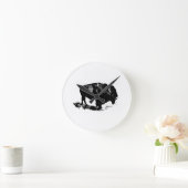 Pop Art Black White Buffalo Bison Silhouette Ronde Klok (Huis)