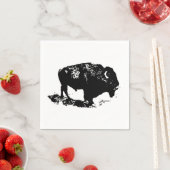 Pop Art Black White Buffalo Bison Silhouette Servet (Insitu)