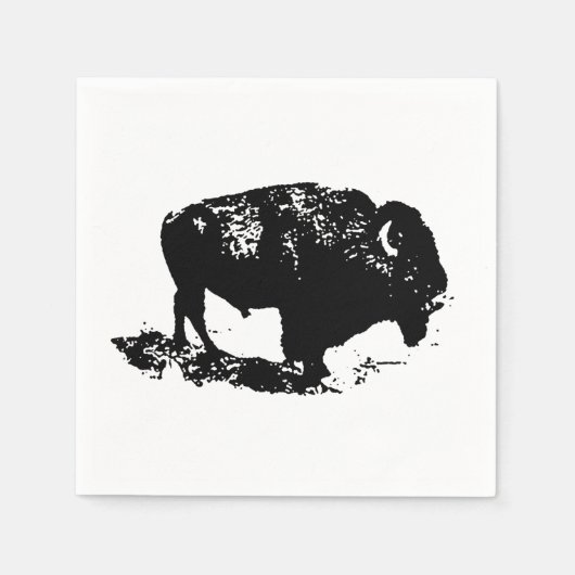 Pop Art Black White Buffalo Bison Silhouette Servet (Voorkant)