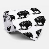 Pop Art Black White Buffalo Bison Silhouette Stropdas (Opgerold)