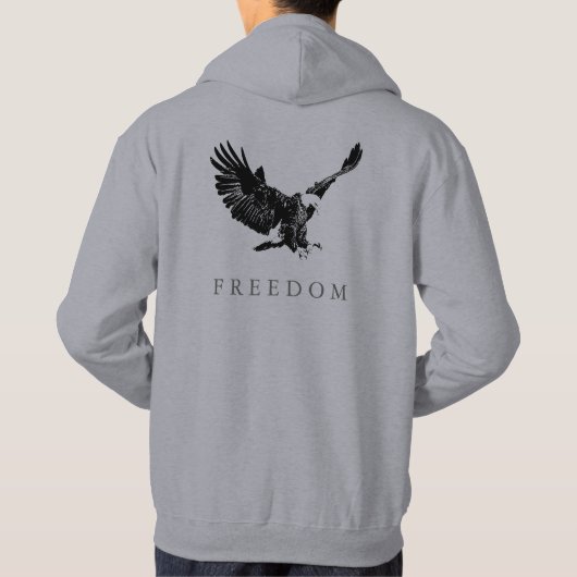 Pop Art Black White Freedom Eagle Landing Hoodie (Achterkant)