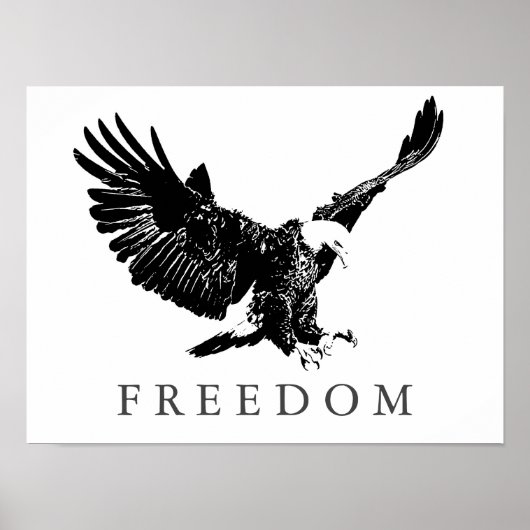 Pop Art Black White Freedom Eagle Landing Poster (Voorkant)