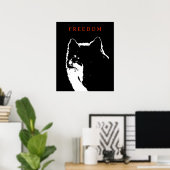 Pop Art Black White Motivatie Wolf Poster (Thuiskantoor)