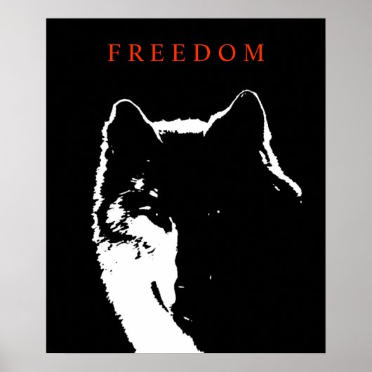 Pop Art Black White Motivatie Wolf Poster (Voorkant)