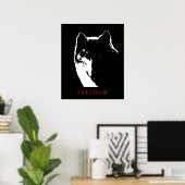 Pop Art Black White Motivatie Wolf Poster Print (Thuiskantoor)