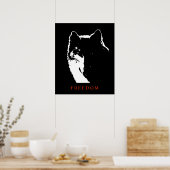 Pop Art Black White Motivatie Wolf Poster Print (Keuken)