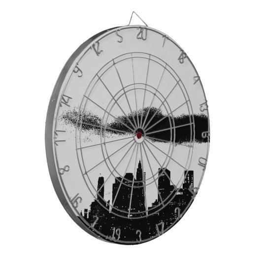 Pop Art Black White New York City Dartbord (Voorkant Links)