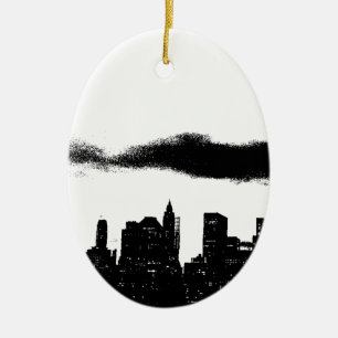 Pop Art Black White New York City Keramisch Ornament
