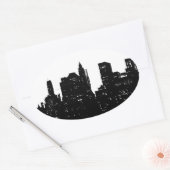 Pop Art Black White New York City Ovale Sticker (Envelop)