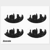 Pop Art Black White New York City Ovale Sticker (Vel)