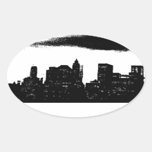 Pop Art Black White New York City Ovale Sticker