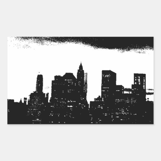Pop Art Black White New York City Rechthoekige Sticker (Voorkant)