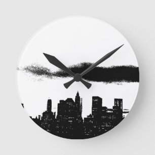 Pop Art Black White New York City Ronde Klok