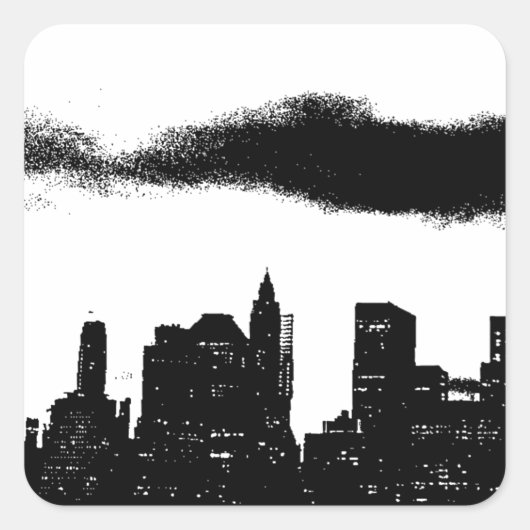 Pop Art Black White New York City Vierkante Sticker (Voorkant)