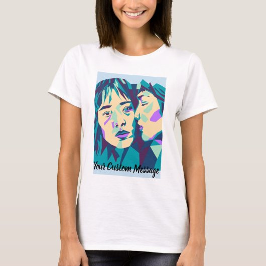 Pop Art | Blauw groen en cyaan | Fluisteren T-shirt (Voorkant)