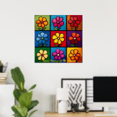 Pop Art Bloem Grid Kleurrijke Muurkunst Poster (Thuiskantoor)