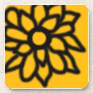 Pop Art Bloem Onderzetters (Geel)