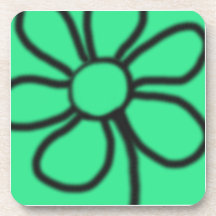 Pop Art Bloem Onderzetters (Groen)