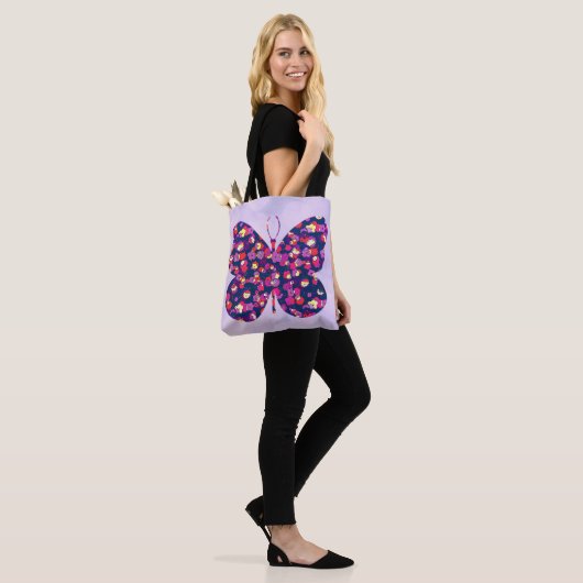 Pop Art Bloemen Bloemen Vlinder Art Tas (Op model)