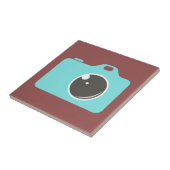 Pop Art Blue Camera Burgundy Tegeltje (Zijkant)
