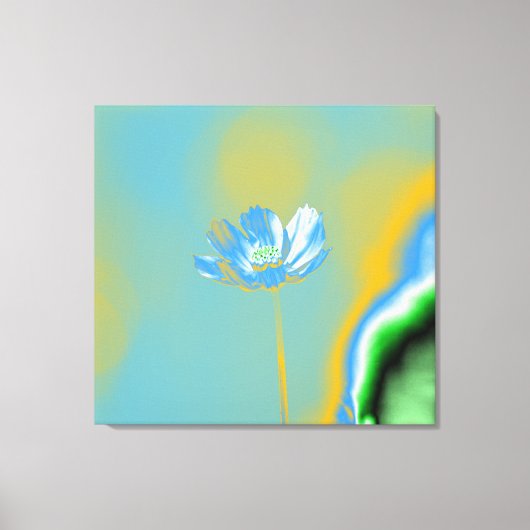 Pop Art Blue Cosmos Flower Canvas Afdruk (Voorkant)