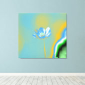 Pop Art Blue Cosmos Flower Canvas Afdruk (Insitu (Houten vloer))