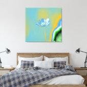 Pop Art Blue Cosmos Flower Canvas Afdruk (Insitu (Slaapkamer))