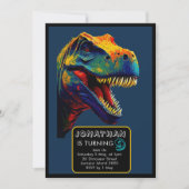 Pop Art Blue Dinosaur jarig Kaart (Voorkant)