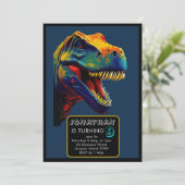 Pop Art Blue Dinosaur jarig Kaart (Staand voorkant)
