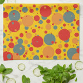 Pop Art Blue en Oranje cirkels keukenhanddoek (Gevouwen)