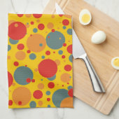 Pop Art Blue en Oranje cirkels keukenhanddoek (Quarter Fold)