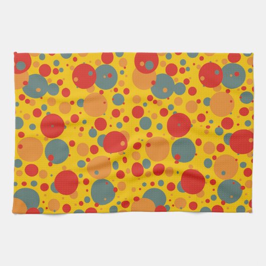 Pop Art Blue en Oranje cirkels keukenhanddoek (Horizontaal)